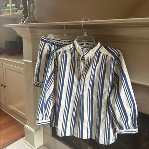 Tuckernuck Blue and White Stripe Louis Short and Alix Top size M